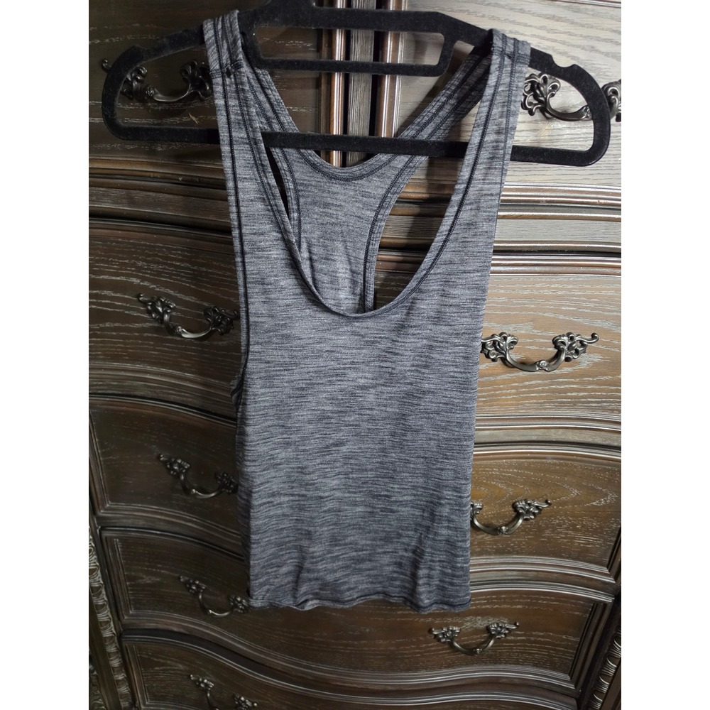 Lululemon Cool Racerback Tank Top Space Dye Heathered Black Grey Athletic Yoga